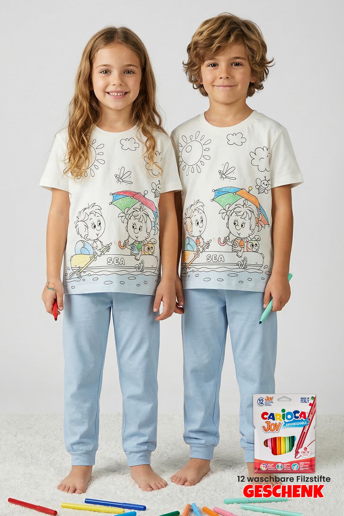 Zuzunga Ausmal-Pyjama Set Kinder – Waschbar & Bemalbar