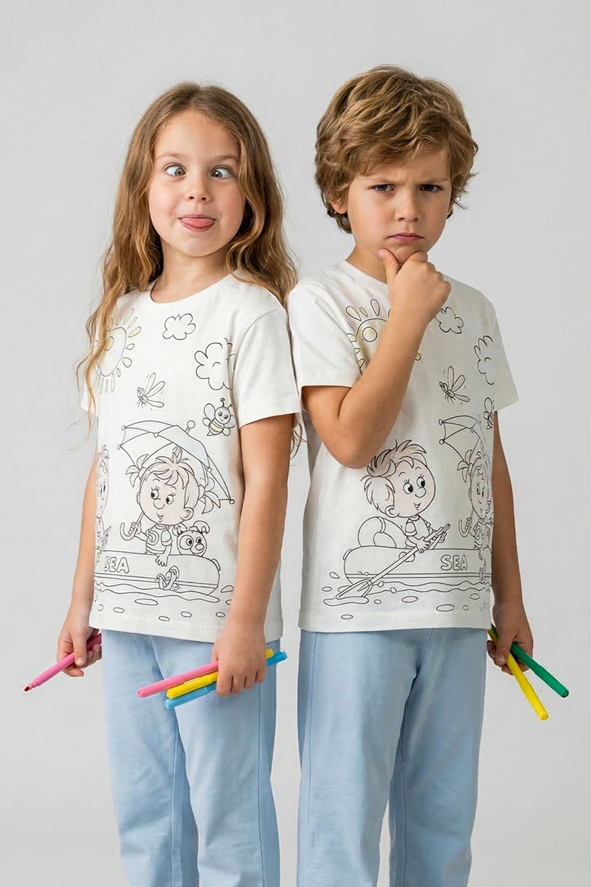 Zuzunga Ausmal-Pyjama Set Kinder – Waschbar & Bemalbar