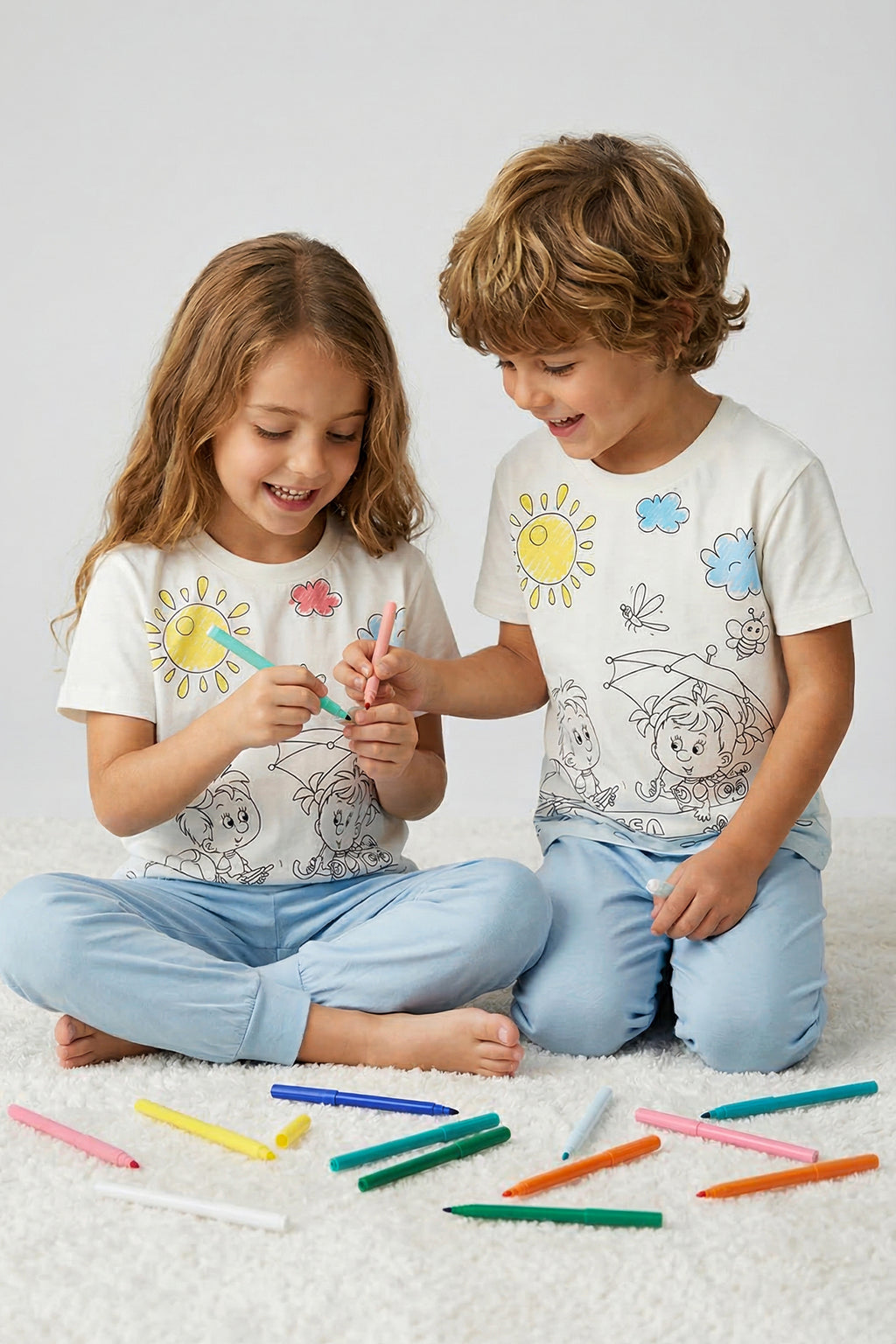 Zuzunga Ausmal-Pyjama Set Kinder – Waschbar & Bemalbar