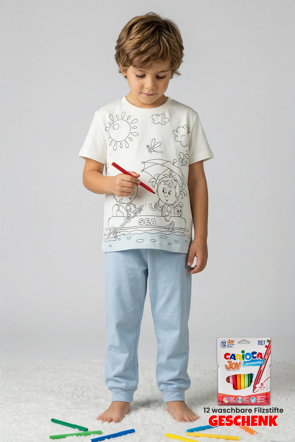 Zuzunga Ausmal-Pyjama Set Kinder – Waschbar & Bemalbar