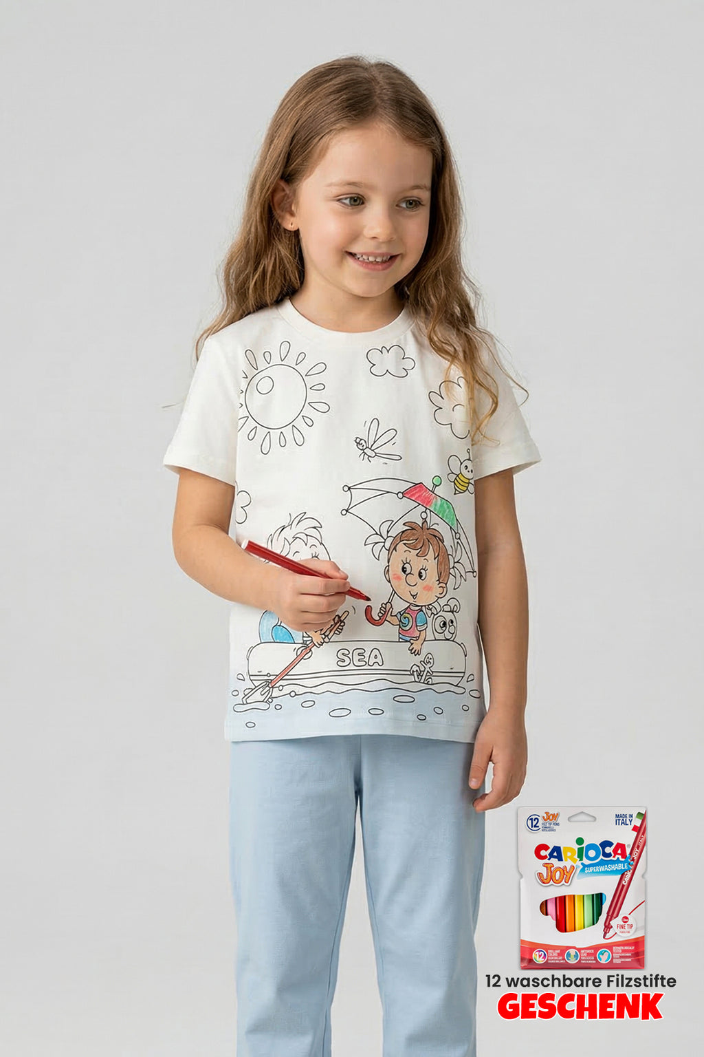Zuzunga Ausmal-Pyjama Set Kinder – Waschbar & Bemalbar