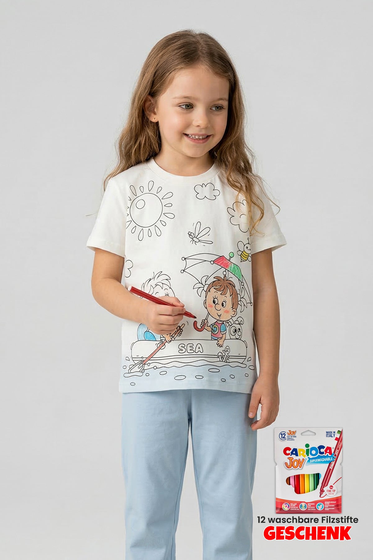 Zuzunga Ausmal-Pyjama Set Kinder – Waschbar & Bemalbar