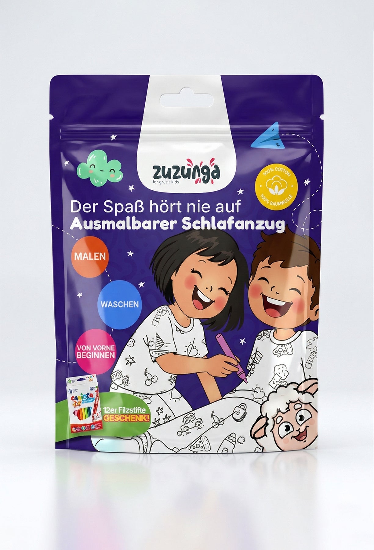 ZUZUNGA Ausmal-Pyjama Sternenhimmel – Langarm