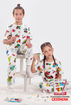 ZUZUNGA Kinderpyjama zum Ausmalen – Kurzarm - 100% reine Baumwolle