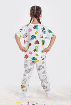 ZUZUNGA Kinderpyjama zum Ausmalen – Kurzarm - 100% reine Baumwolle