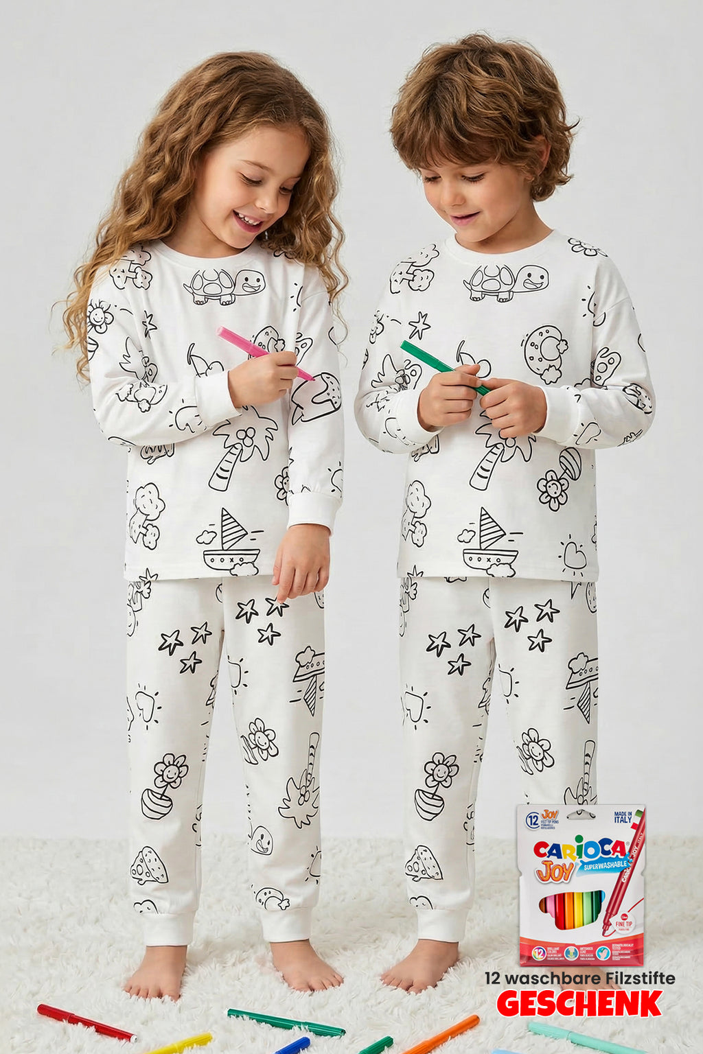 ZUZUNGA Ausmal-Pyjama Sternenhimmel – Langarm