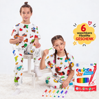 ZUZUNGA Kinderpyjama zum Ausmalen – Kurzarm - 100% reine Baumwolle